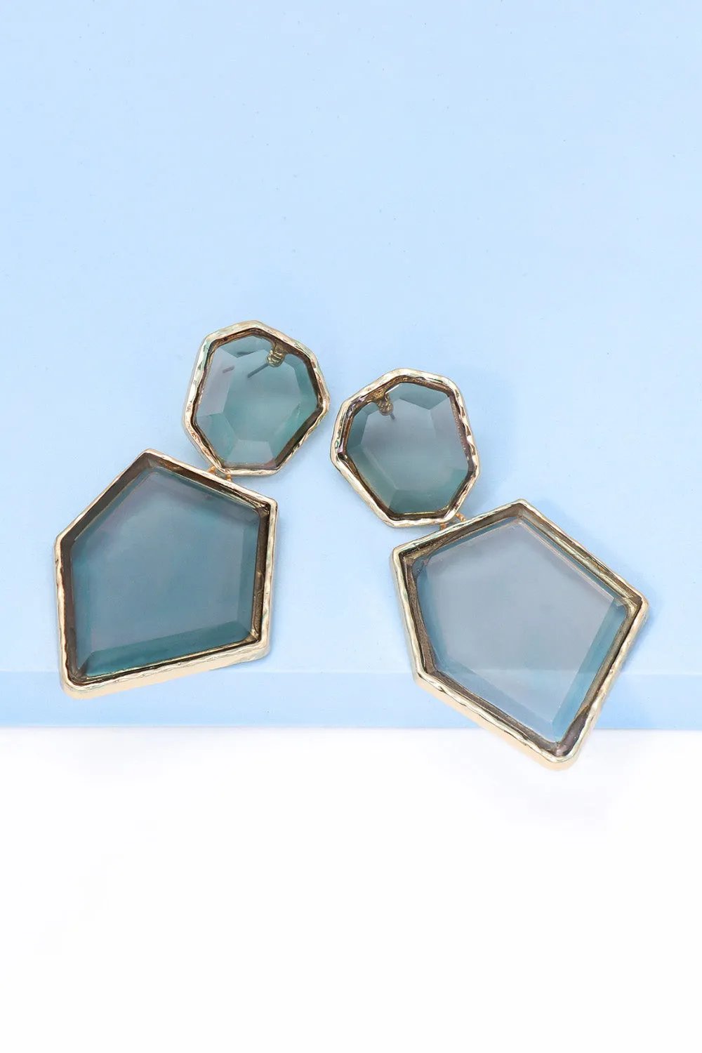 Framed Geometric Resin Drop Earrings