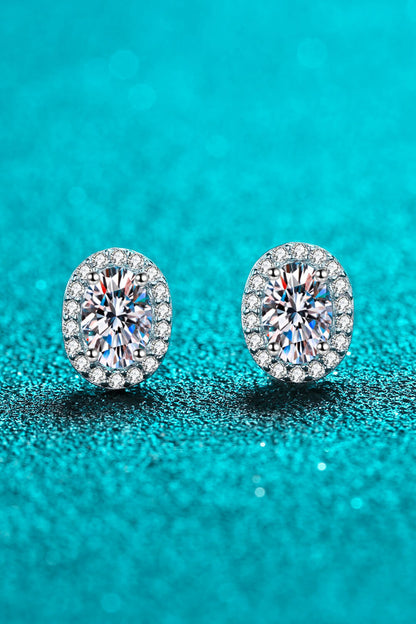 Elegant Halo Moissanite Stud Earrings - 1 Carat