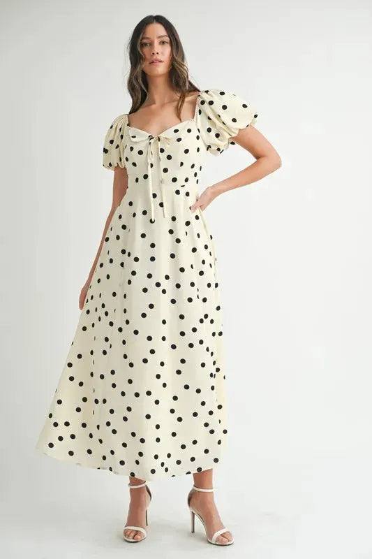 Timeless Polka Dot Puff Sleeve Midi Dress for Every Occasion