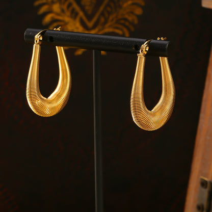 18K Gold-Plated Titanium Steel U-Shape Hoop Earrings - Gold & Silver Jewelry Bubble