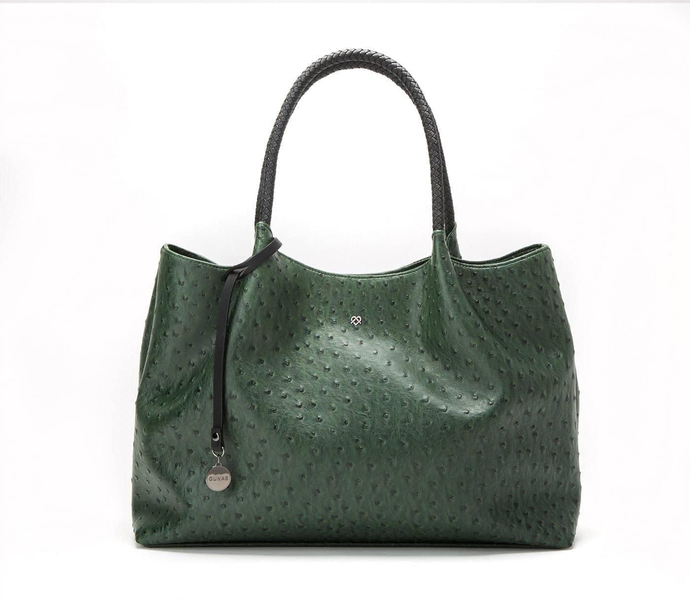 Dark Green Vegan Leather Tote Bag