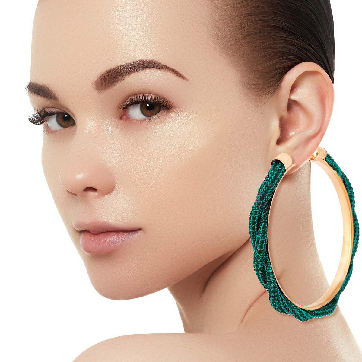 Dazzle Everyone: Green Shimmer Hoop Earrings You Need Now!