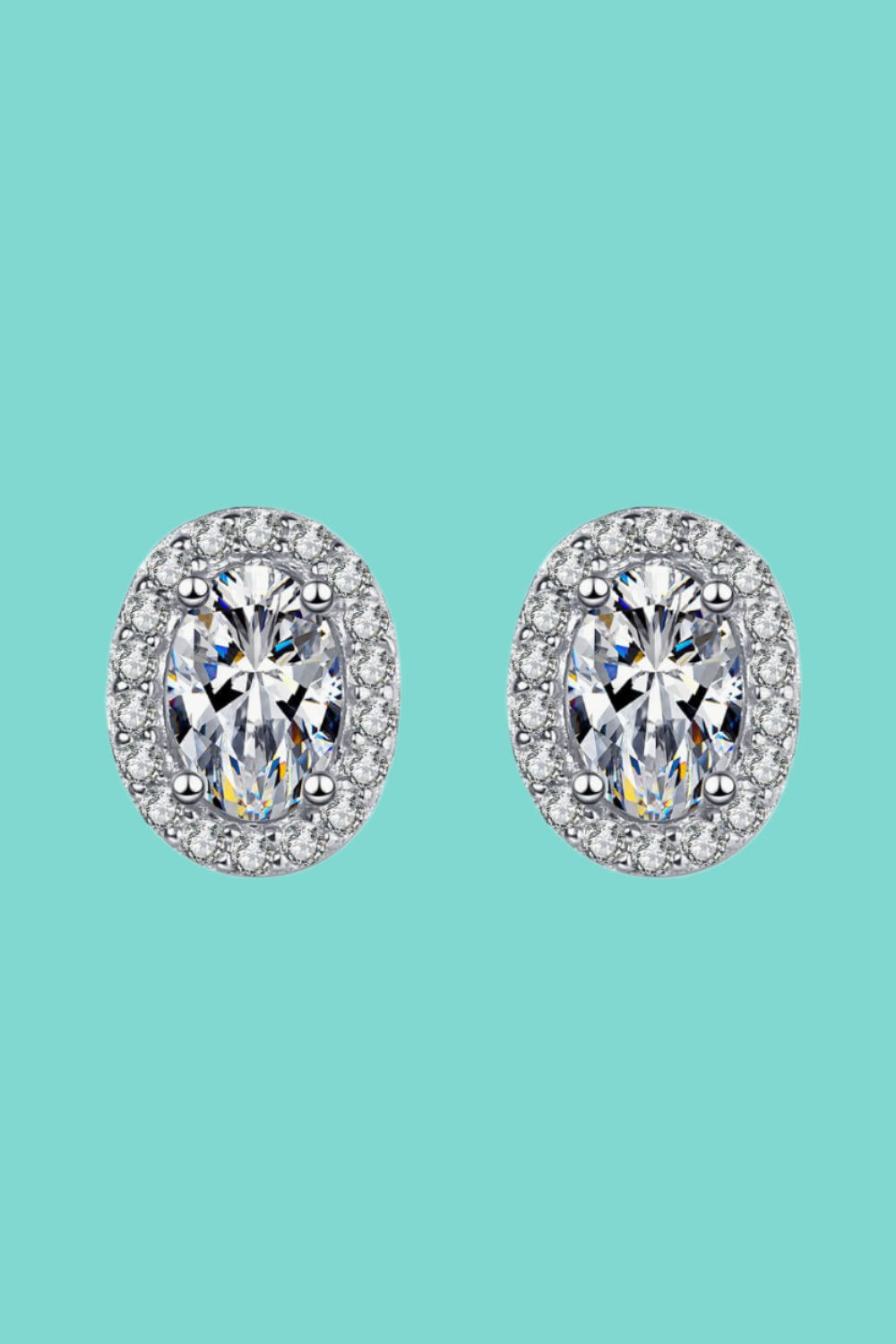 Elegant Halo Moissanite Stud Earrings - 1 Carat