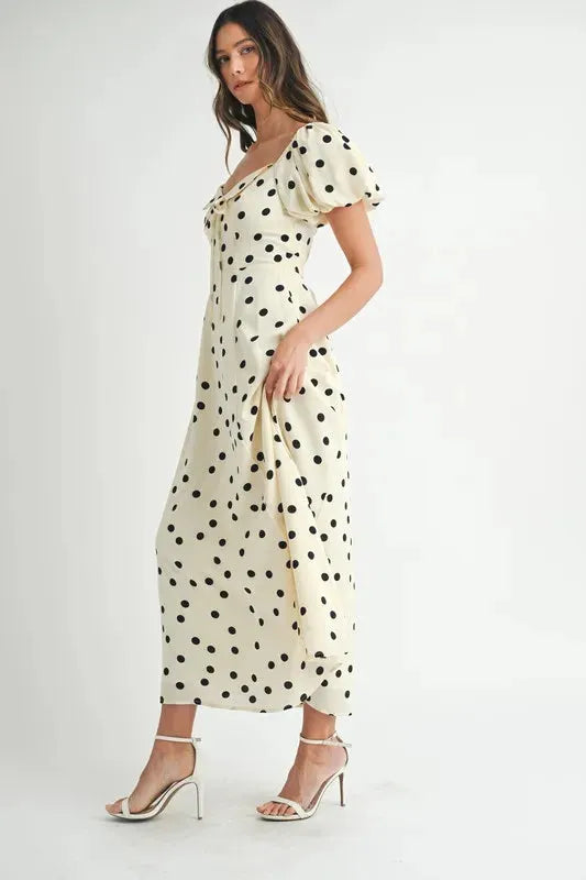 Timeless Polka Dot Puff Sleeve Midi Dress for Every Occasion