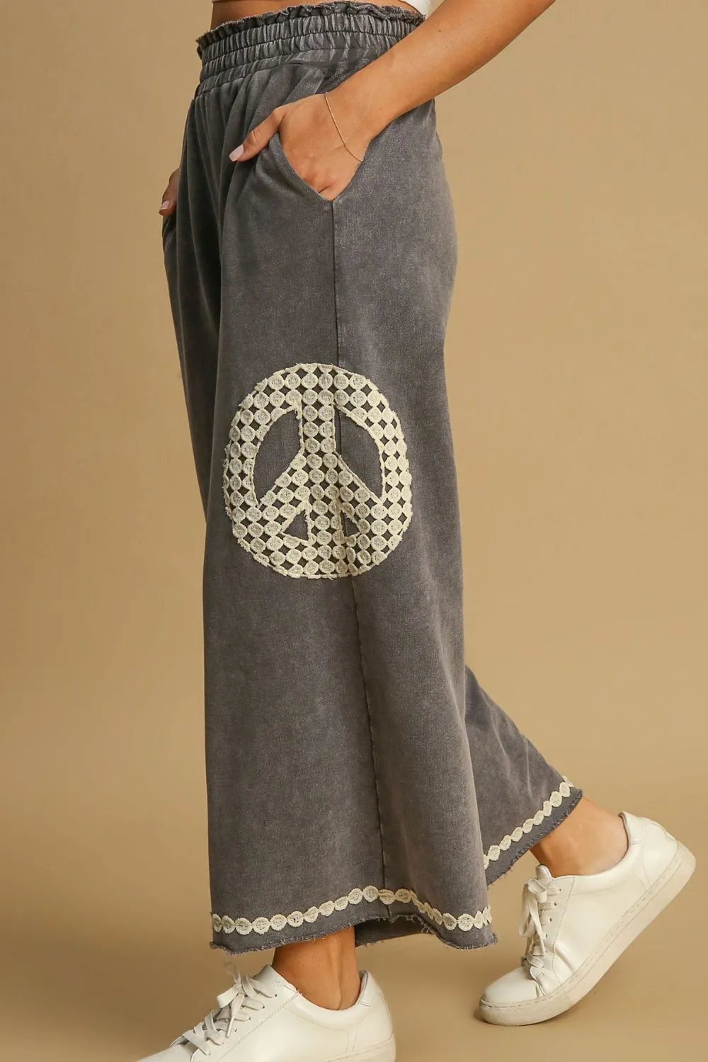 Lace Applique Wide Leg Pants for Women