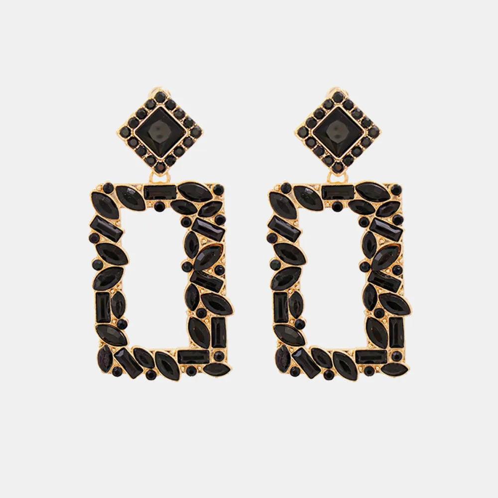 Rectangular Crystal Drop Earrings – Bold and Vibrant Statement Jewelry