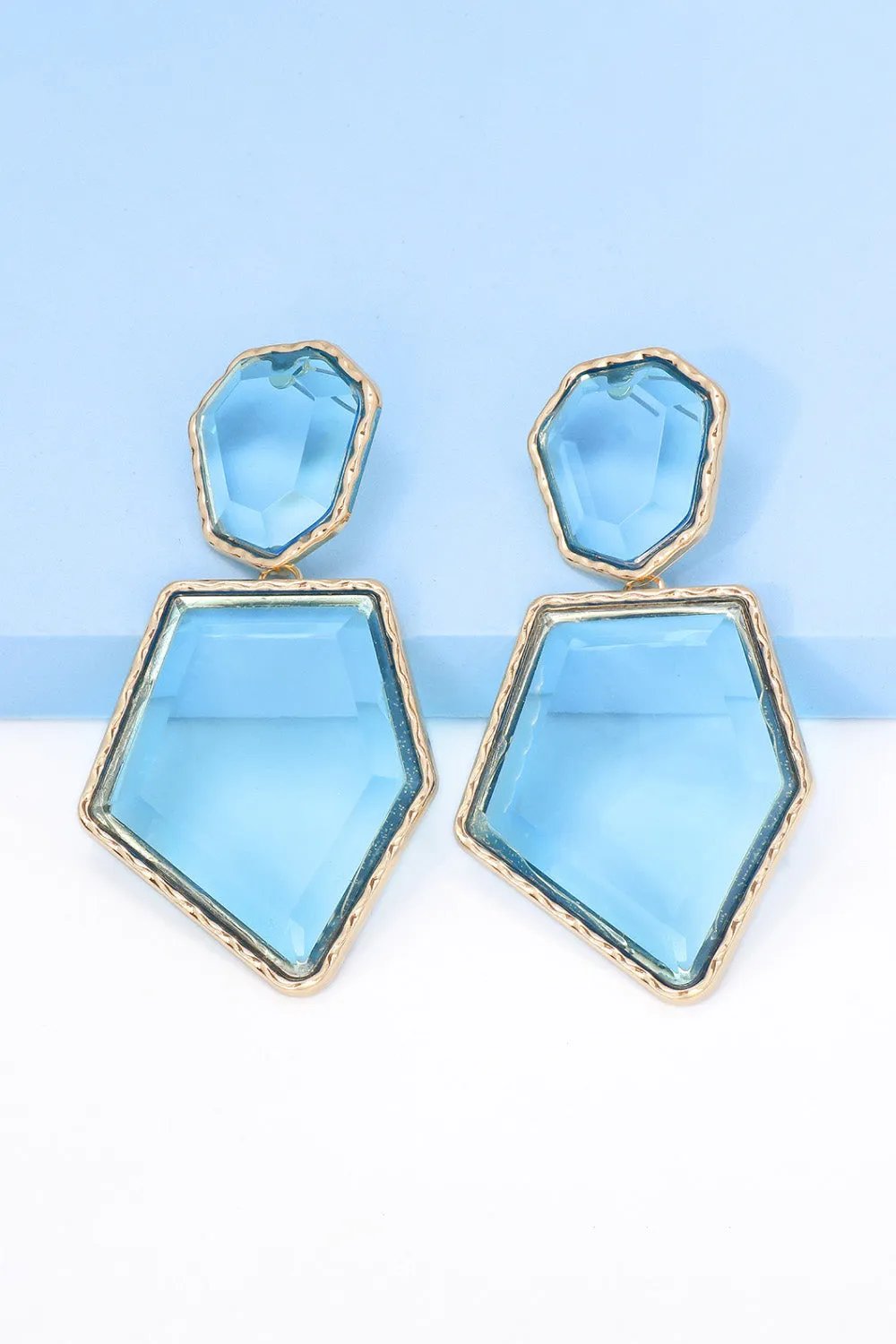 Framed Geometric Resin Drop Earrings