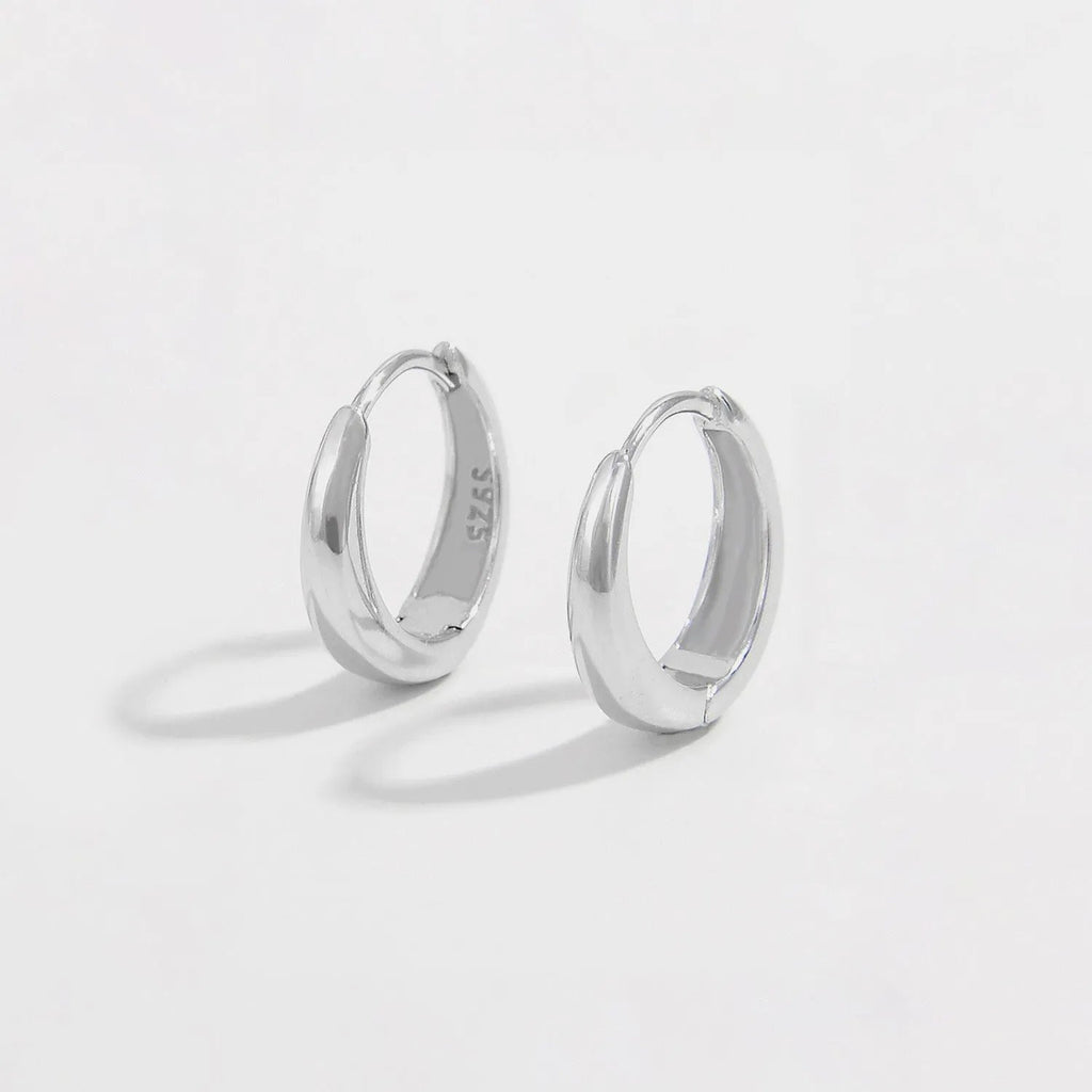 Sterling Silver Huggie Hoop Earrings - Minimalist Everyday Style