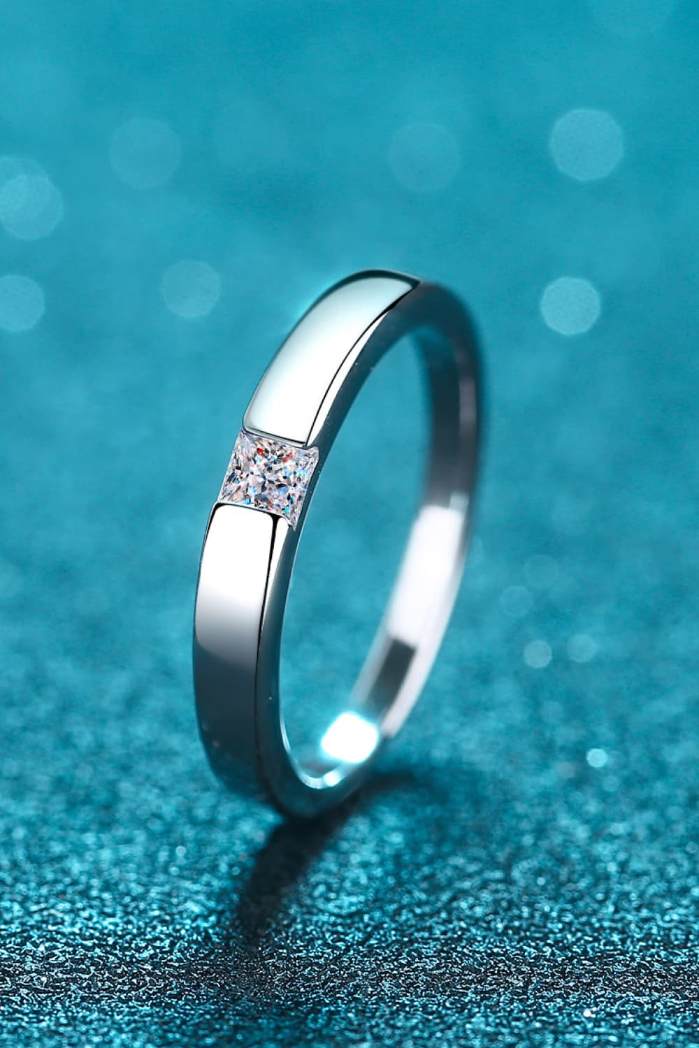 Minimalist Moissanite Rhodium Plated Ring