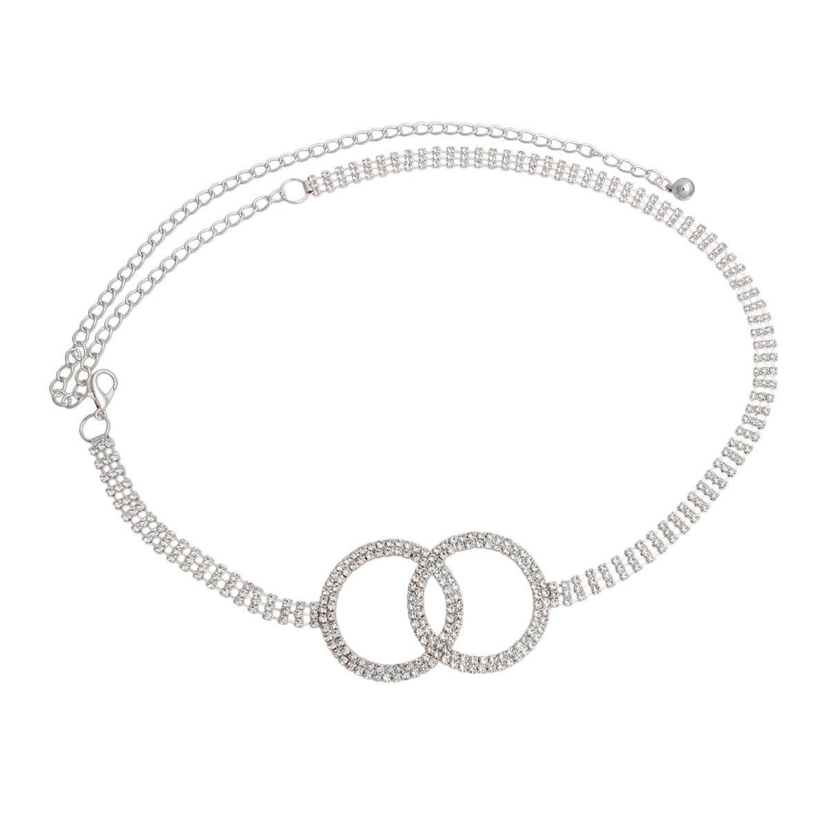 Double Circle Chain Belt Silver Plated