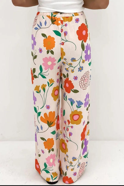 Drawstring Printed Pants with Pockets for Women