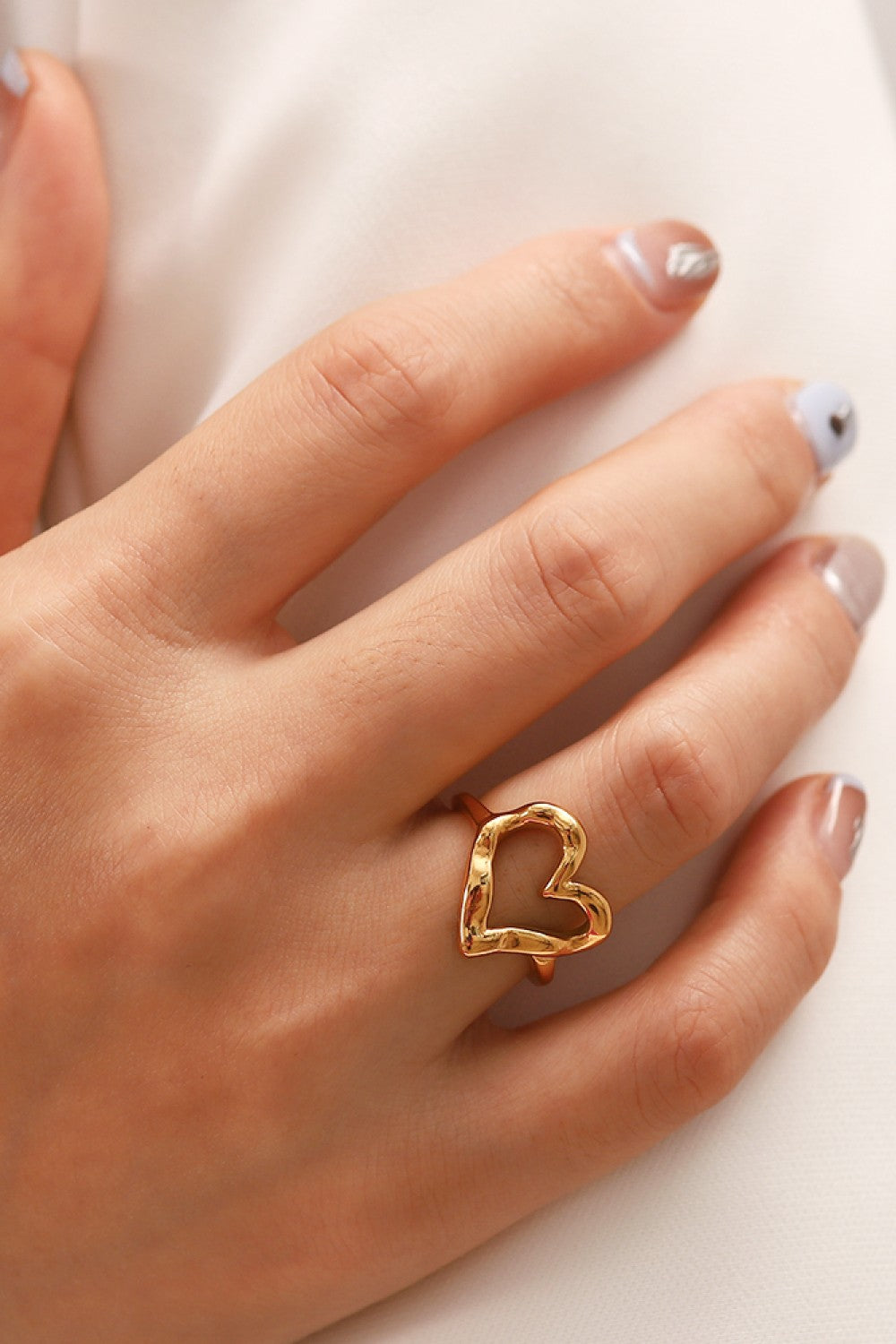 Elegant 18K Gold Plated Open Heart Ring