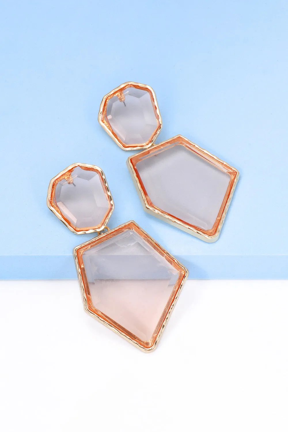 Framed Geometric Resin Drop Earrings