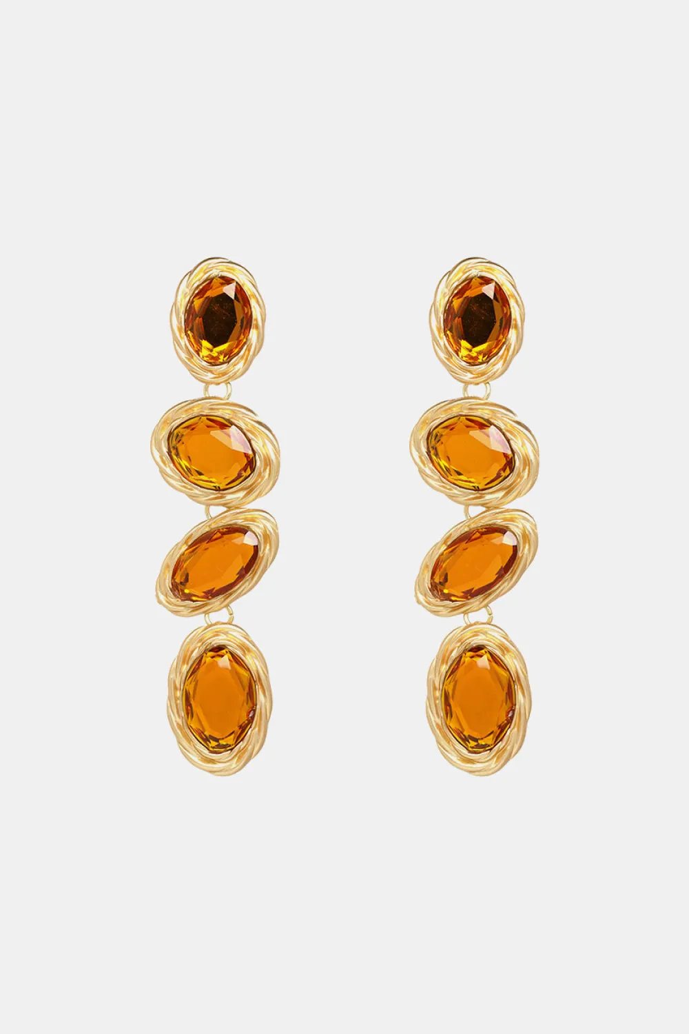 Jewel Tone Resin Statement Earrings with Gold-Twisted Frames