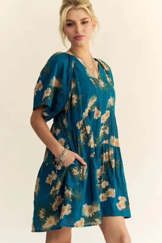 Charming Floral Print Bell Sleeve Mini Dress for Any Occasion