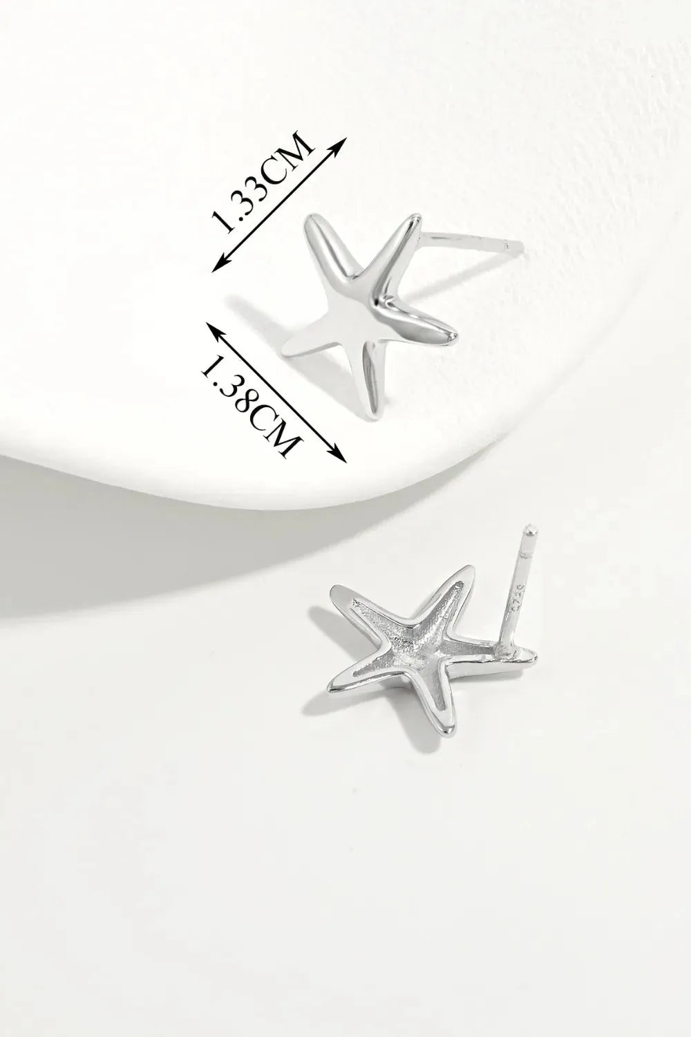 Platinum-Plated S925 Sterling Silver Starfish Stud Earrings – Coastal-Inspired Women’s Jewelry