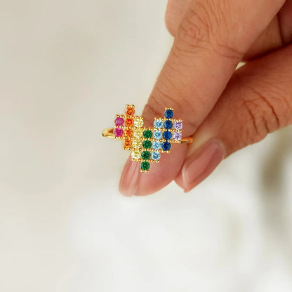 Rainbow Heart Ring: There's No One Quite Like You