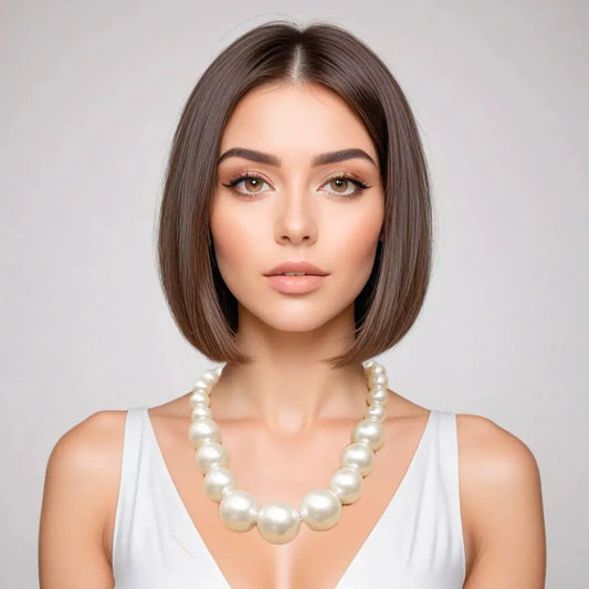 Elegant Cream Pearl Necklace and Earrings Set - Classic Fashion Jewelry for Every Occasion