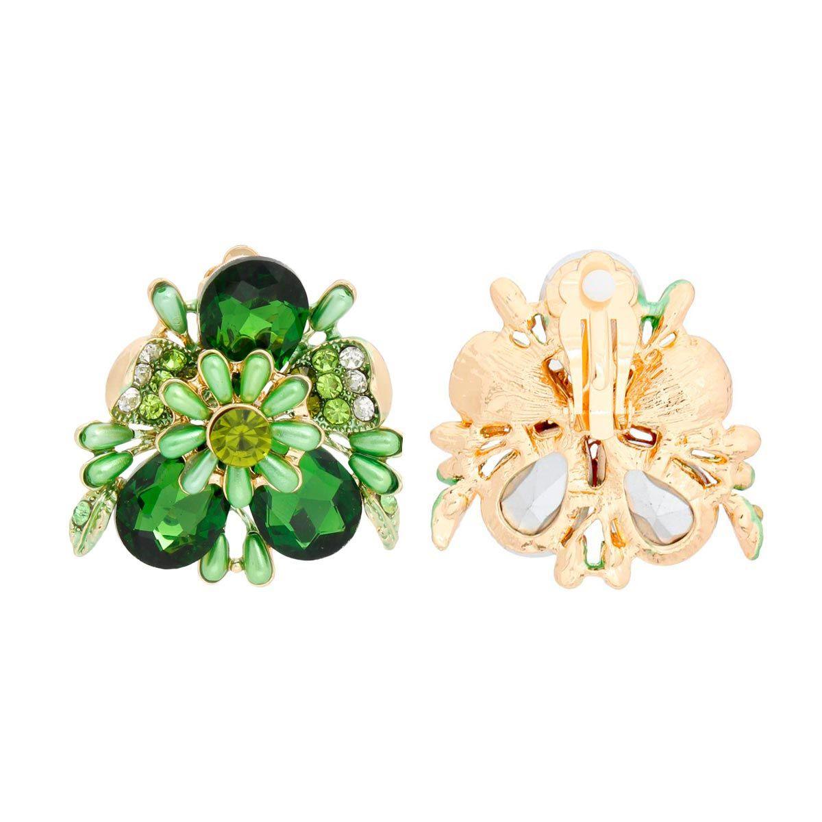 Elevate Your Style: Green Open Flower Earrings Gold Jewelry