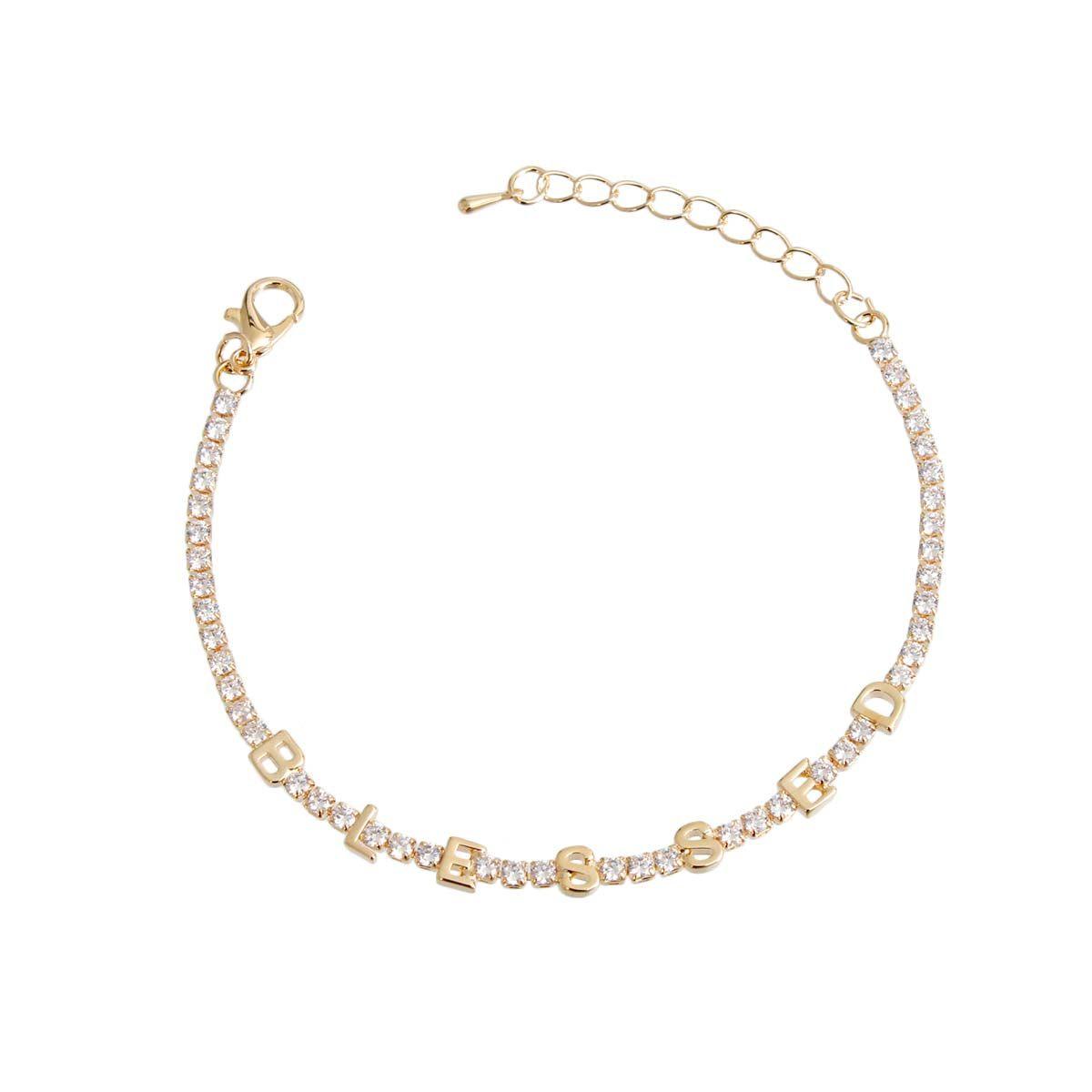 Enhances Your Favorite Outfits BLESSED Tennis Bracelet Gold Plated