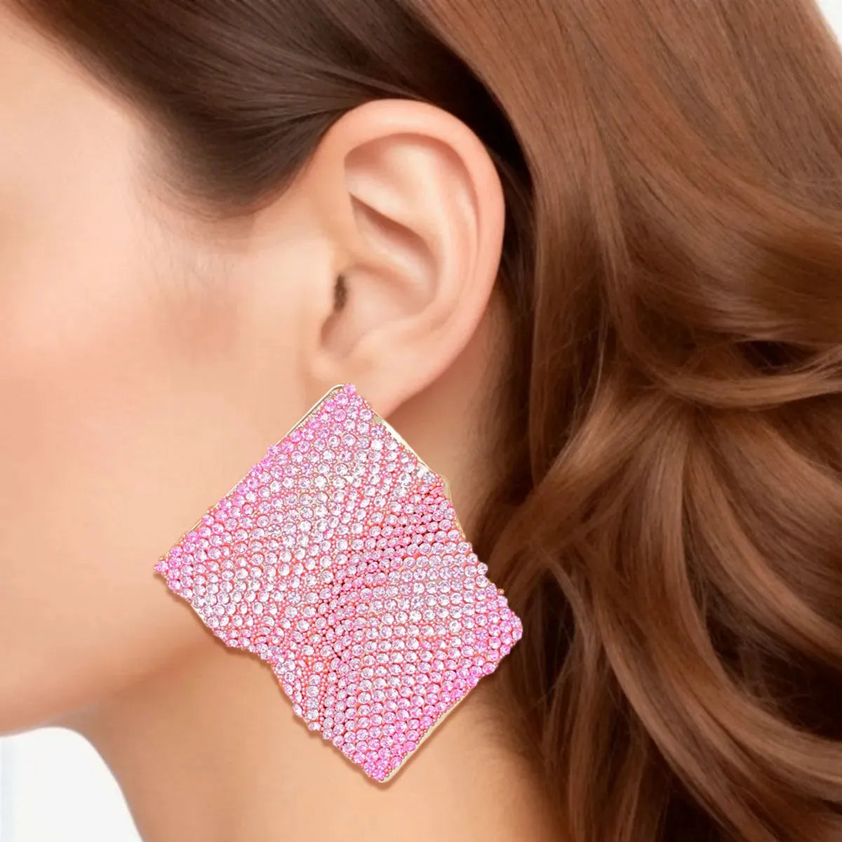 Exquisite Pink Wave Stud Earrings Trending for Radiant Style