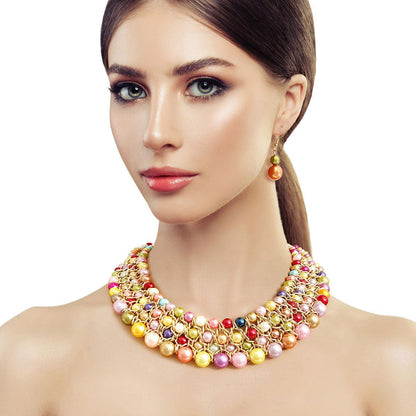 Eye-candy Statement Collar Necklace Earrings Set