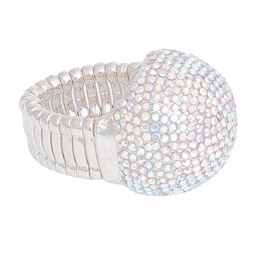 Eye-Catching Aurora Borealis Dome Cocktail Ring: Statement Jewelry
