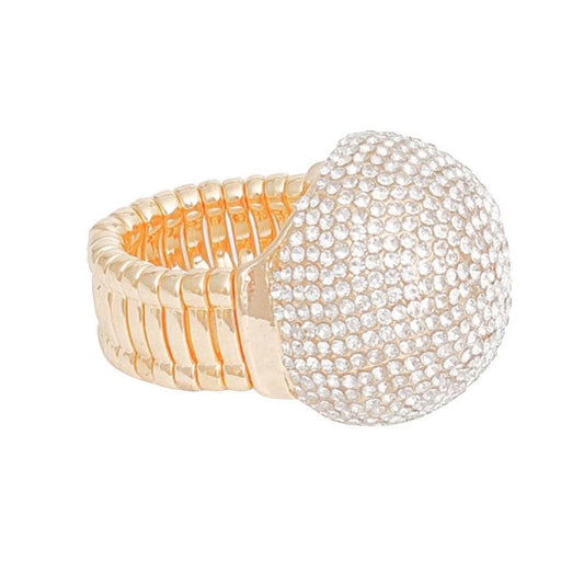 Eye-Catching Clearly Dazzling Dome Cocktail Ring: Statement Jewelry