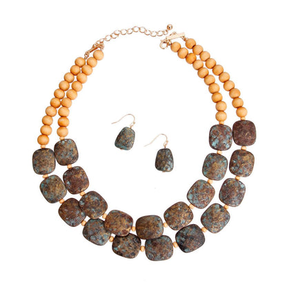 Eye-Catching Flat Bead Layered Necklace Set - Shop Now!