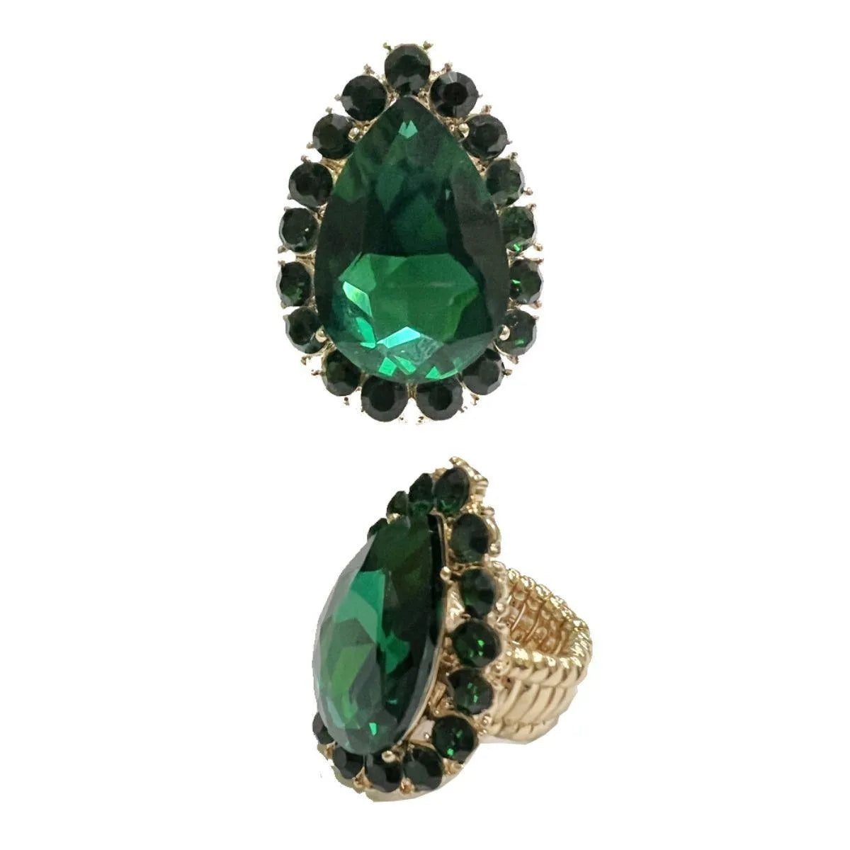 Eye-Catching Green Teardrop Cocktail Ring - Striking Fashion Jewelry