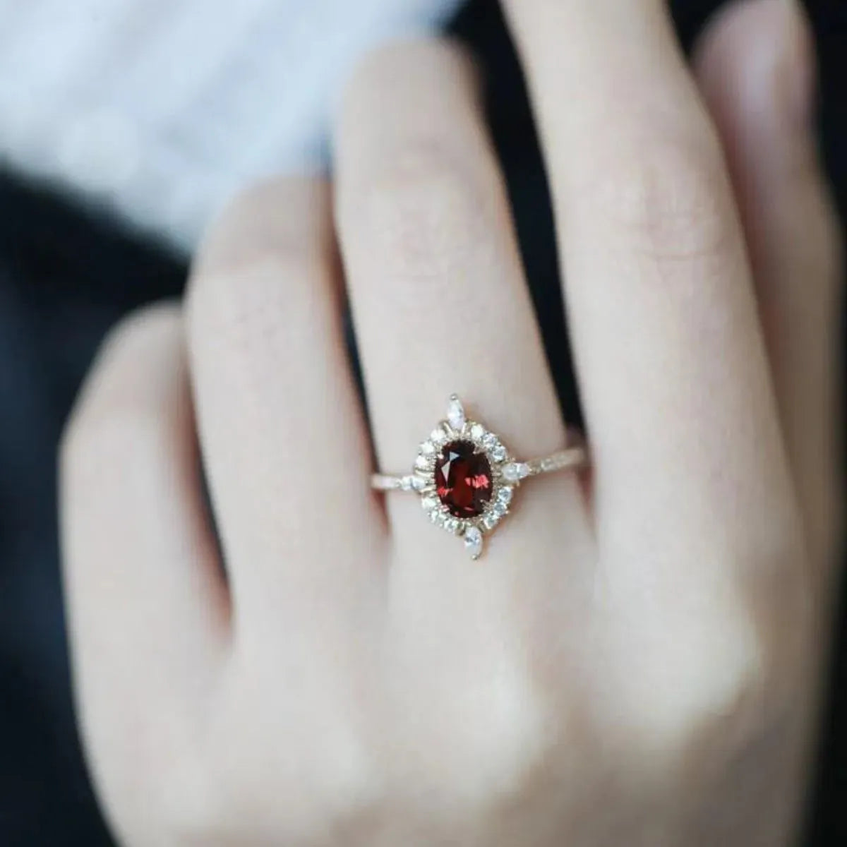 Floral Design Gold-Plated Sterling Silver Zircon Ring