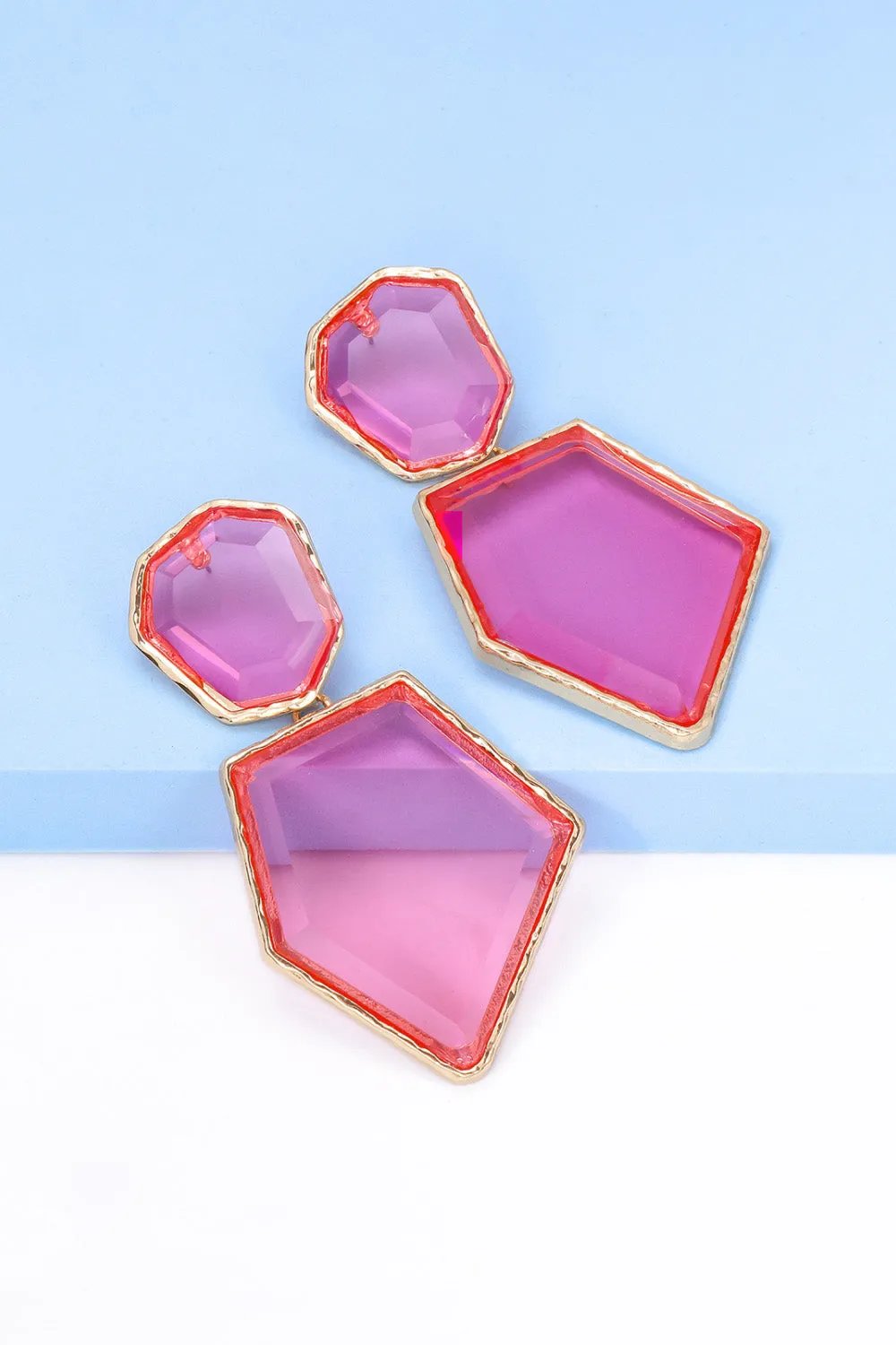 Framed Geometric Resin Drop Earrings