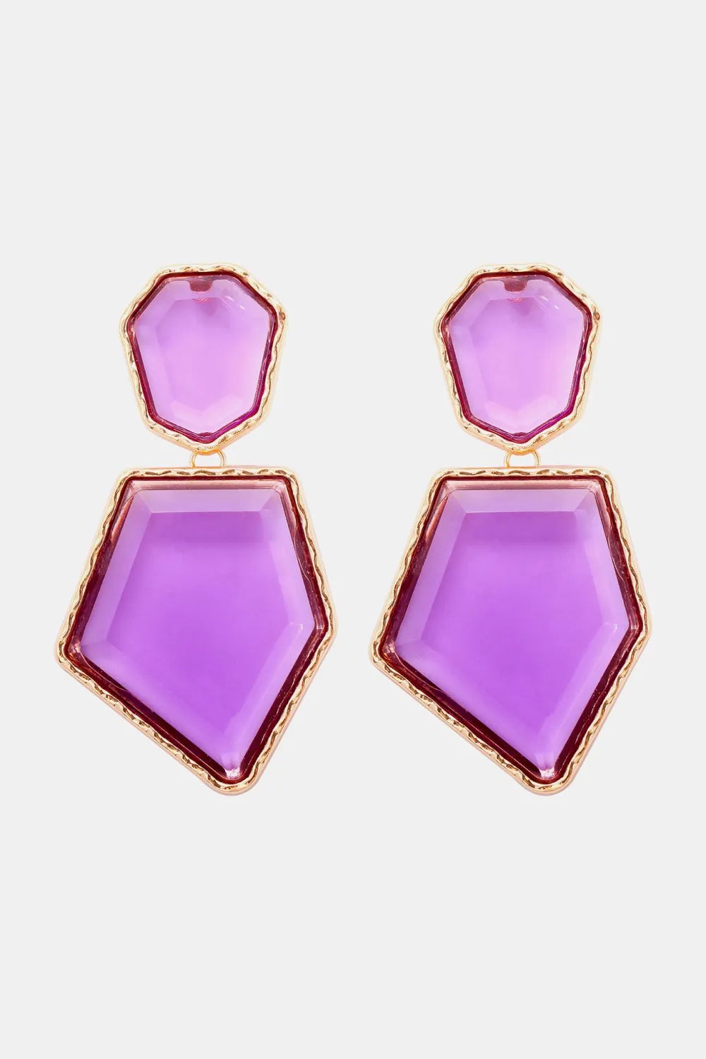 Framed Geometric Resin Drop Earrings