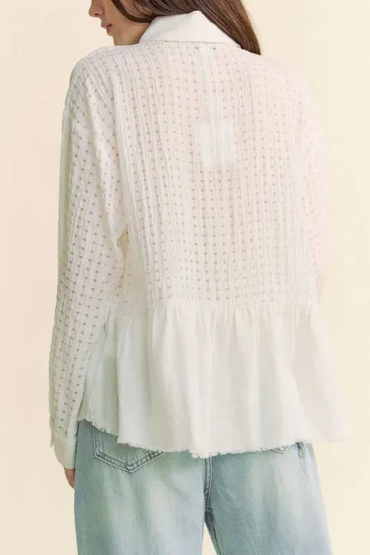 Garment Washed Jacquard Button Front Shirt: Timeless Elegance