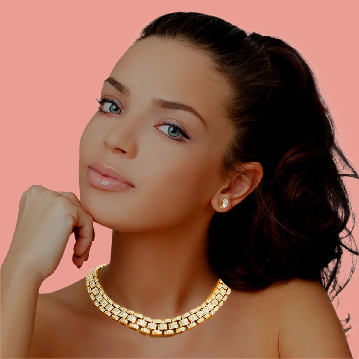 Luxury Crystal Chain Collar - Boss Babe Essential Pinktown