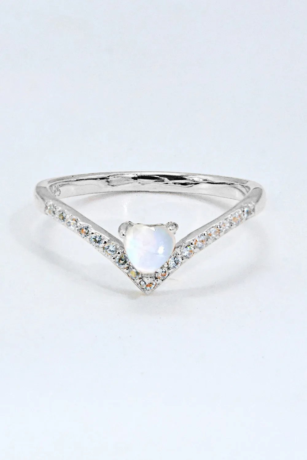 Moonstone Heart Ring - Modern Minimalist Design in S925 Sterling Silver