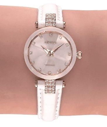 Facet Strass Swiss Ladies Watch Gold Tone Mother-of-Pearl White J5.618.S