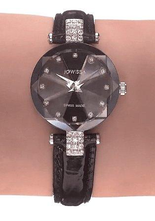 Facet Strass Swiss Ladies Watch Steel Black J5.620.S