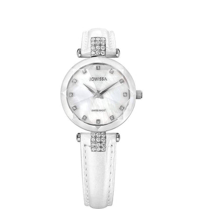 Facet Strass Swiss Ladies Watch Steel Mother-of-Pearl White J5.619.S
