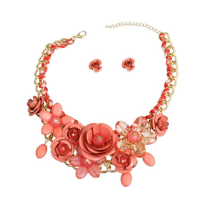 Faux Coral Earrings & Necklace Set: Affordable Elegance for Any Occasion