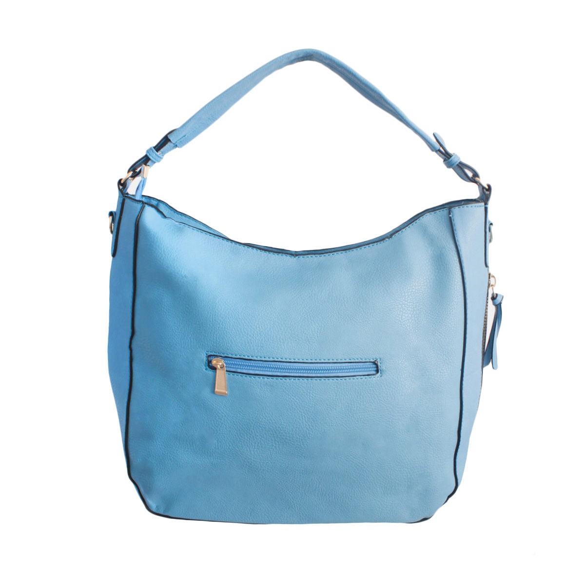 Faux Leather Hobo Bag in Light Blue