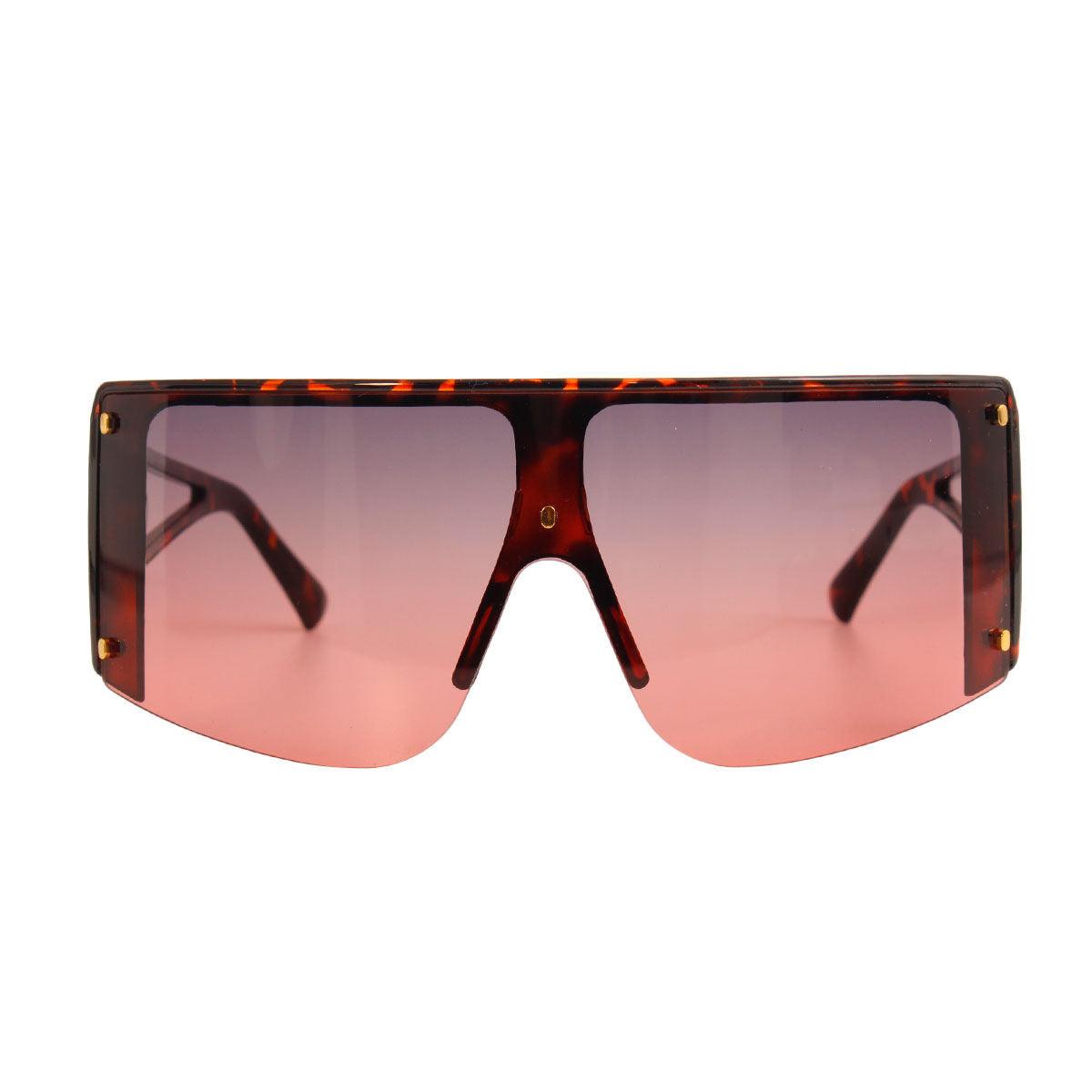 Faux Tortoiseshell Frame Visor Elevate Stylish Sunglasses for Women
