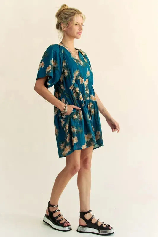 Charming Floral Print Bell Sleeve Mini Dress for Any Occasion