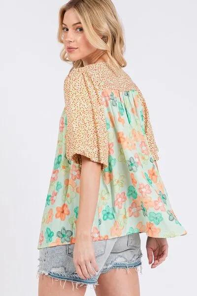 Button Down Bubble Sleeves Light Green Shirt for Women - Shop 2025 Styles