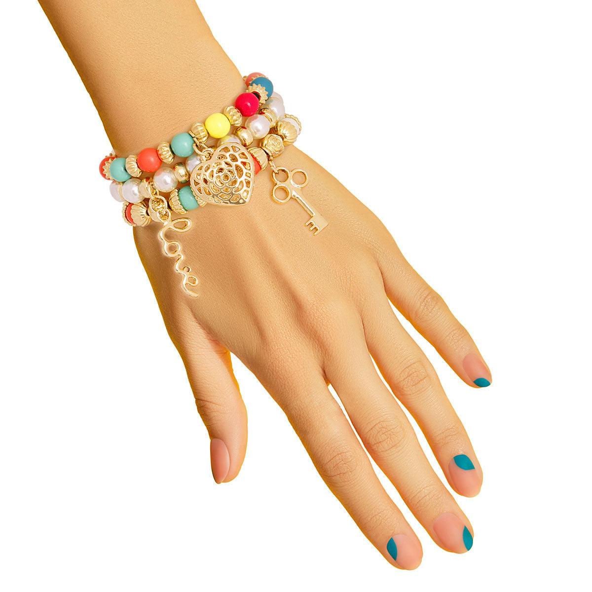 Fiesta Palette Charms & Beaded Bracelet Set: Add Color to Your Style