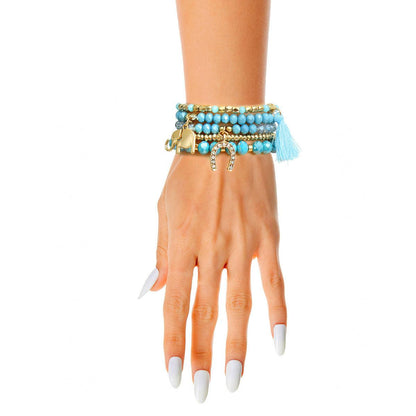 Find Your Perfect Blue Gold Beaded Stretch Bracelets: Chic Charms Await!