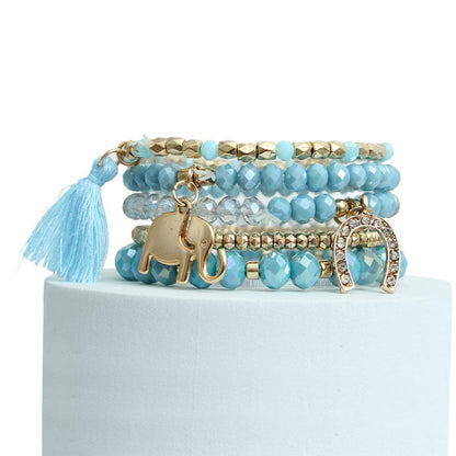 Find Your Perfect Blue Gold Beaded Stretch Bracelets: Chic Charms Await!