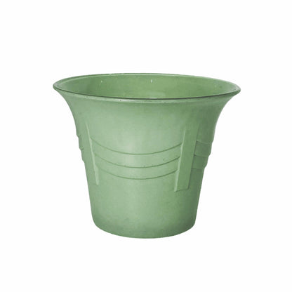 Fired-on Green Glass Vintage Flower Pot