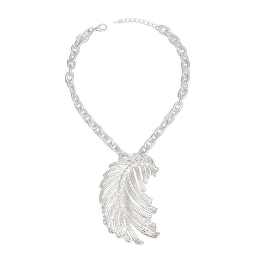 Flaunt the Feather Necklace: Trendy Sassy Silver Fashion Jewelry