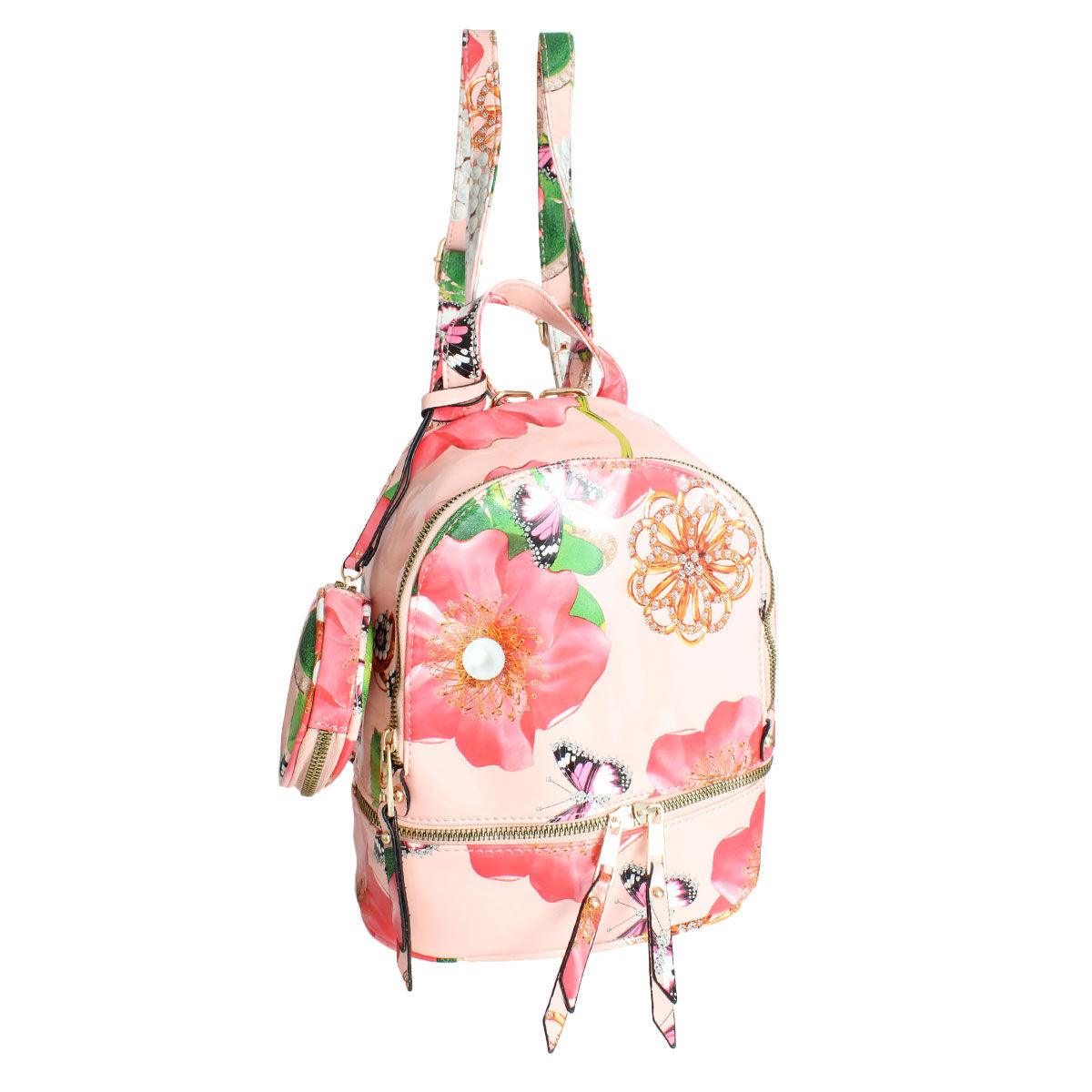 Floral Backpack, Coin Pouch and Wallet Set
